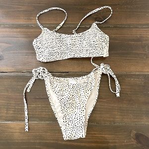 NWOT XHILARATION CREAM/BLACK PRINT 2PC BIKINI SET, SIZE: S
